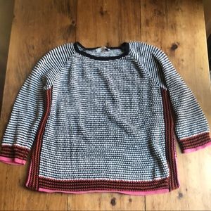 Loft Black/White 3/4 Sleeve Sweater